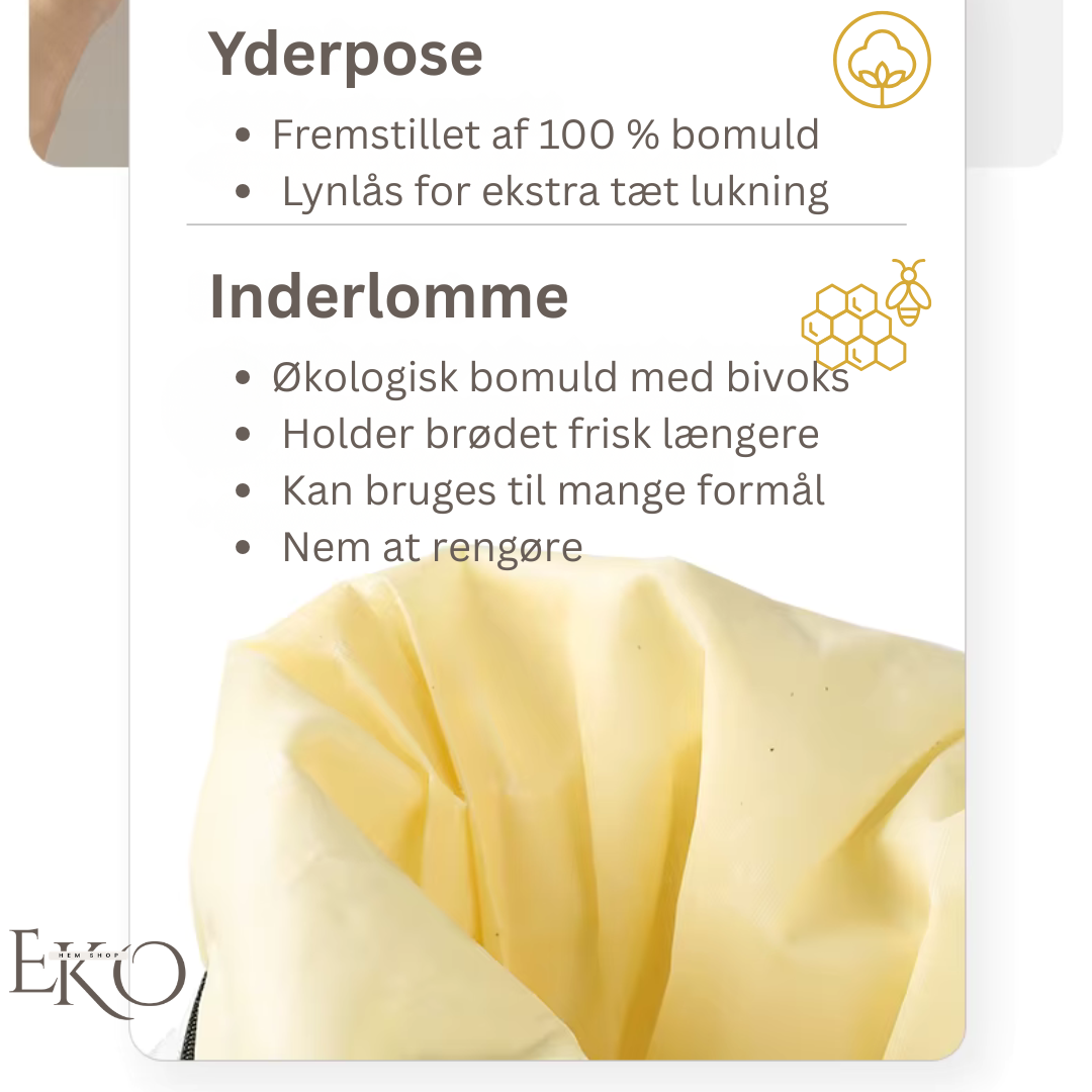 Økologisk bivoks brødpose – 100 % bomuld