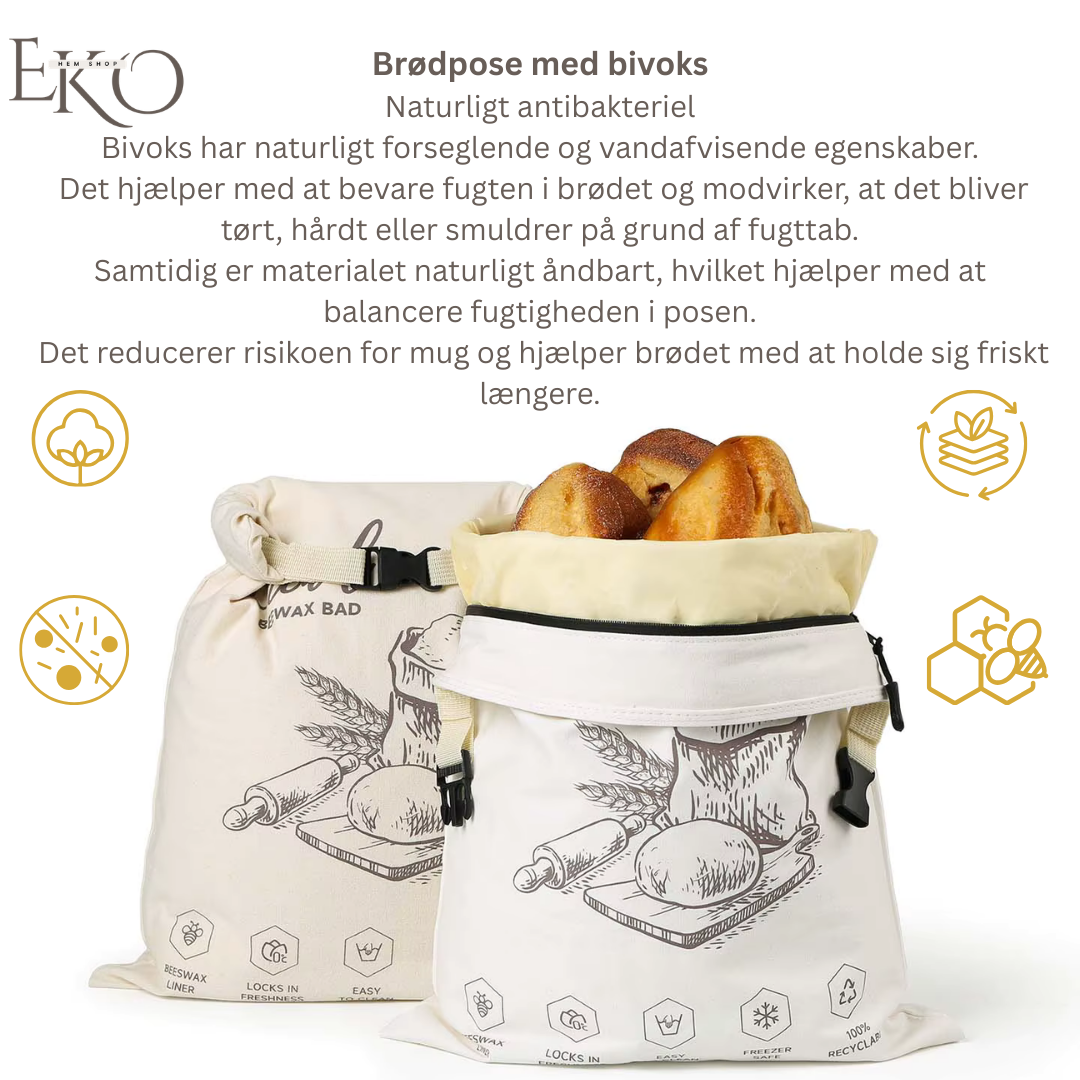 Økologisk bivoks brødpose – 100 % bomuld