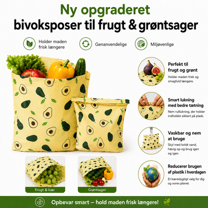 Bivoksposer til frugt & grøntsager -3-pakning